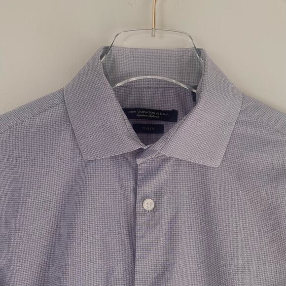 John Varvatos Star USA Slim Fit Shirt Men Size Small 15 32/33 Lavender Check - Picture 8 of 8